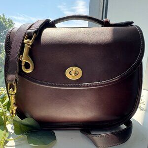 Vintage COACH Small Plaza Bag 9860 Mahogany Leather